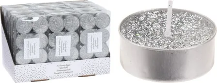 Купить Свеча чайная, серебро, 3,7x3,7x1,1 см, набор 8 шт, Koopman в интернет-магазине Akvilon.kz