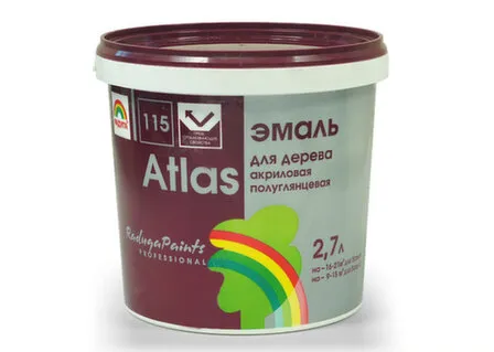 Купить Эмаль акриловая Радуга Atlas-115 полуглянцевая для дерева база С 2,7 л в интернет-магазине Akvilon.kz