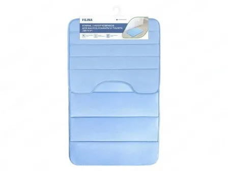 Купить Набор ковриков для ванной комнаты Велюр, 50x80 см и 50x50 см, голубой, Vilina в интернет-магазине Akvilon.kz