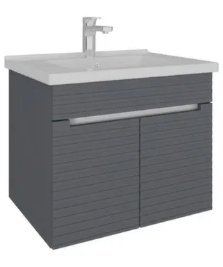 Тумба подвесная Николь Белый снег Графит мат 2 двери с умывальником Orbita 1170-60/610, 60 см, AVK в интернет-магазине Akvilon.kz