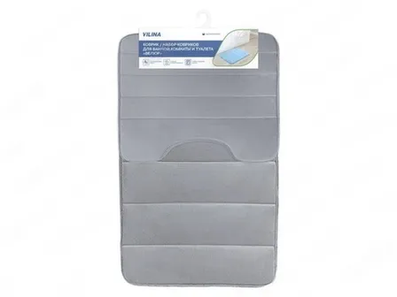 Купить Набор ковриков для ванной комнаты Велюр, 50x80 см и 50x50 см, светло-серый, Vilina в интернет-магазине Akvilon.kz