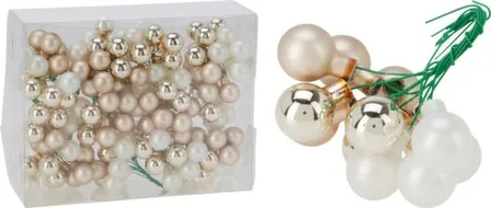Купить Ёлочное украшение Шар, бежевый/белый, диаметр 2 см, набор 12 шт, в ассортименте, Koopman в интернет-магазине Akvilon.kz