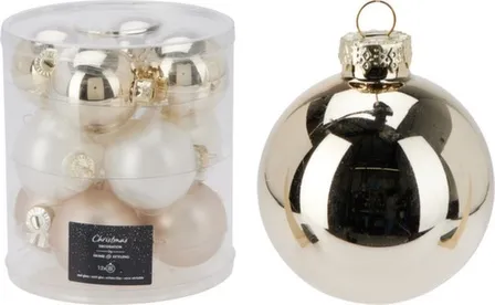 Купить Ёлочное украшение Шар, бежевый/белый, диаметр 6 см, набор 12 шт, в ассортименте, Koopman в интернет-магазине Akvilon.kz