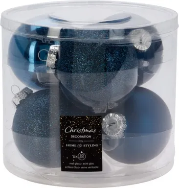 Купить Ёлочное украшение Шар, синий, диаметр 8 см, набор 6 шт, в ассортименте, Koopman в интернет-магазине Akvilon.kz