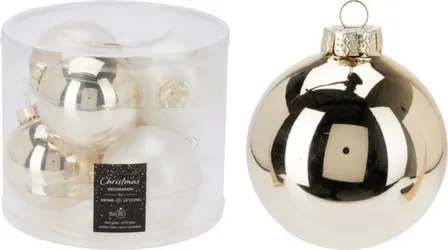 Купить Ёлочное украшение Шар, бежевый/белый, диаметр 8 см, набор 6 шт, в ассортименте, Koopman в интернет-магазине Akvilon.kz