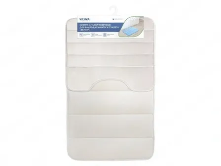 Купить Набор ковриков для ванной комнаты Велюр, 60x100 см и 50x60 см, светло-бежевый, Vilina в интернет-магазине Akvilon.kz