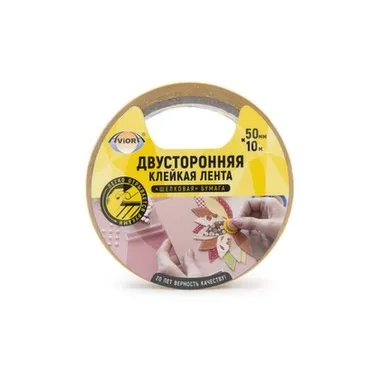 Купить Лента клейкая двухсторонняя на шелкого-бумажной основе 50 мм х 10 м, Aviora в интернет-магазине Akvilon.kz