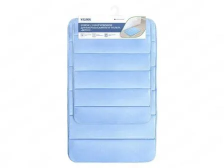 Купить Набор ковриков для ванной комнаты Велюр, 50x80 см и 40x60 см, голубой, Vilina в интернет-магазине Akvilon.kz