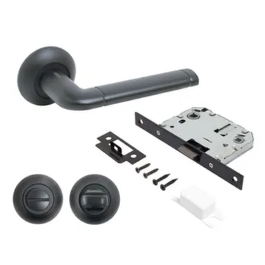 Купить Комплект ручек с защ. и фикс. ПОЛО мат. черный Аллюр в интернет-магазине Akvilon.kz