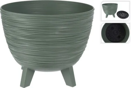 Купить Кашпо для цветов на ножках, серо-зеленое, 23,6x19,5 см, Koopman в интернет-магазине Akvilon.kz