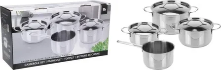 Купить Набор кухонной посуды: ковш 17x10 см, кастрюля с крышкой 17x8 см, кастрюля с крышкой 19x10 см, кастрюля с крышкой, 21x12 см, Koopman в интернет-магазине Akvilon.kz