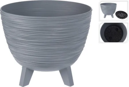 Купить Кашпо для цветов на ножках, серое, 23,6x19,5 см, Koopman в интернет-магазине Akvilon.kz