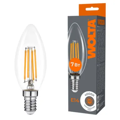 Купить Светодиодная лампа FILAMENT WF-C35-7W4KE14 7Вт 4000K Е14, Wolta в интернет-магазине Akvilon.kz