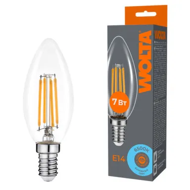 Купить Светодиодная лампа FILAMENT WF-C35-7W6KE14 7Вт 6500K Е14, Wolta в интернет-магазине Akvilon.kz