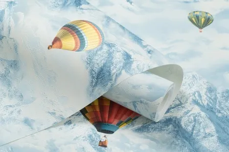 Купить Обои виниловые на флизелиновой основе Воздушные шары, мотив, голубой, 1,06x10 м, Артекс в интернет-магазине Akvilon.kz