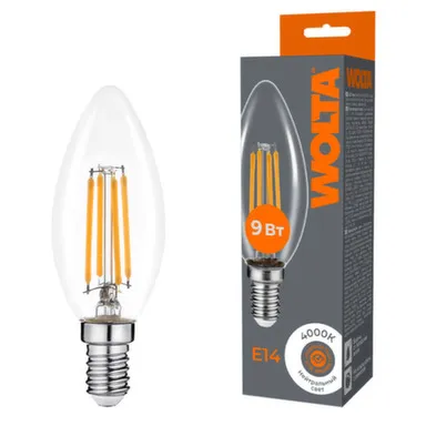 Купить Светодиодная лампа FILAMENT WF-C35-9W4KE14 9Вт 4000K Е14, Wolta в интернет-магазине Akvilon.kz