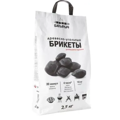 Древесно-угольные брикеты 2,5 кг, Батырыч в интернет-магазине Akvilon.kz