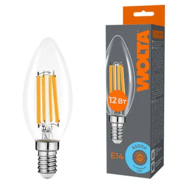 Купить Светодиодная лампа FILAMENT WF-C35-12W6KE14 12Вт 6500K Е14, Wolta в интернет-магазине Akvilon.kz