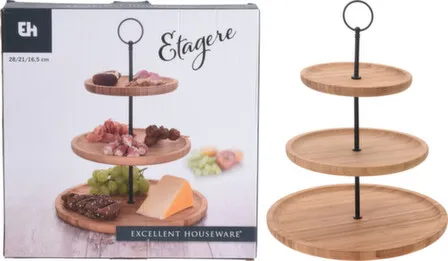 Купить Блюдо трёхъярусное 28x34 см, бамбук, металл, Koopman в интернет-магазине Akvilon.kz