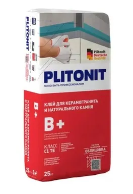 Купить Клей для крупноформатного керамогранита и натурального камня, класс С1ТЕ 25кг Plitonit B + в интернет-магазине Akvilon.kz