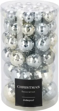Купить Ёлочное украшение Шар, серебро, набор 64 штуки, дизайн и размер в ассортименте, Koopman в интернет-магазине Akvilon.kz