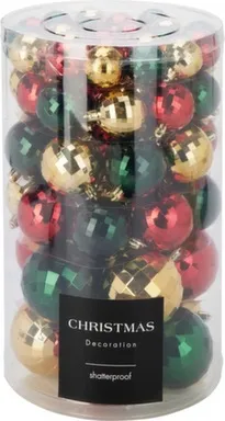 Купить Ёлочное украшение Шар, красный/зеленый/золото, набор 64 штуки, дизайн и размер в ассортименте, Koopman в интернет-магазине Akvilon.kz