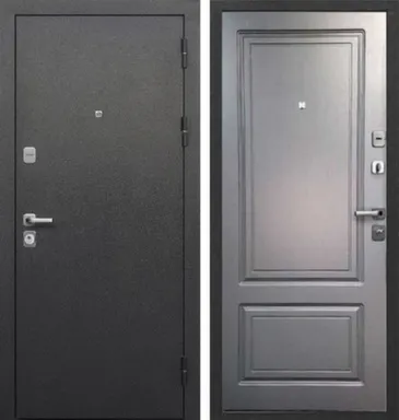 Купить Дверь металлическая 9 см Толстяк (букле черный) Ясень графит эмаль Феррони 960 Правое в интернет-магазине Akvilon.kz