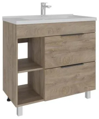 Тумба напольная Кира Дуб Эндгрейн 2 ящика и ниша, с умывальником А1047, 100 см, AVK в интернет-магазине Akvilon.kz Тумба напольная Кира Дуб Эндгрейн 2 ящика и ниша, с умывальником А1047, 100 см, AVK в интернет-магазине Akvilon.kz