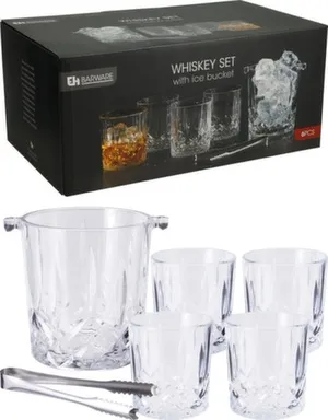 Купить Набор для виски из 6 предметов: стакан 340 мл - 4 шт, ведерко для льда 950 мл, щипцы, Koopman в интернет-магазине Akvilon.kz
