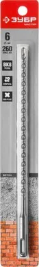 Купить Бур SDS plus, по бетону, 2 резца, спираль 4С, Ø6, 260/200 мм, ЗУБР в интернет-магазине Akvilon.kz