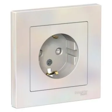 Купить Розетка 1-местная Schneider Electric Atlas с зазаемлением в интернет-магазине Akvilon.kz