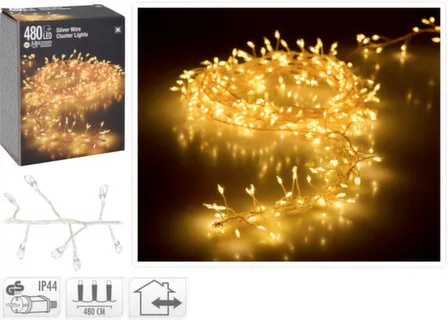 Купить Гирлянда электрическая, теплый белый, 480 led-лампы, адаптер IP44, 480 см, Koopman в интернет-магазине Akvilon.kz