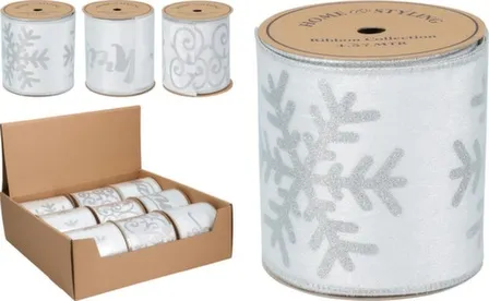 Купить Лента для декорирования, серебро, 457x10 см, в ассортименте, Koopman в интернет-магазине Akvilon.kz