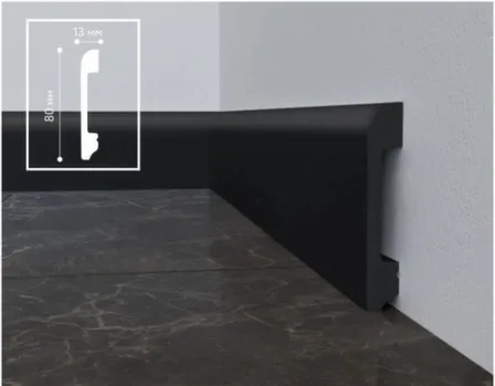 Купить Плинтус 80x13x2000мм UHD Polymer, Solid Черный в интернет-магазине Akvilon.kz