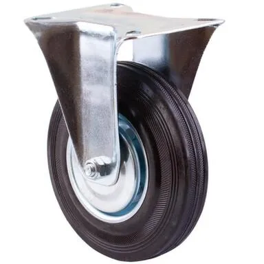 Купить Опора колесная неповоротная на площадке, 125 мм, сталь/резина, черный, 1 шт, Стройбат в интернет-магазине Akvilon.kz