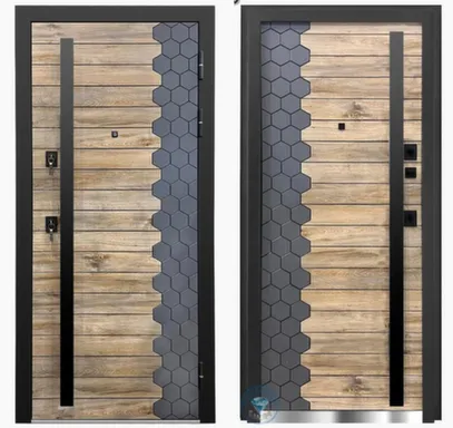 Купить Дверь металлическая Ливио МДФ/МДФ Дуб бомон натур горизонт+Софт графит АЛМАЗ Правое в интернет-магазине Akvilon.kz