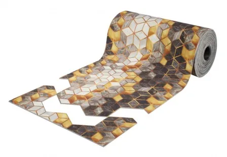 Купить Коврик-дорожка DIGITAL PRINT (13) "Куб" серый с золотом 1x15 м,SHAHINTEX в интернет-магазине Akvilon.kz