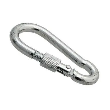 Купить Карабин с предоxранительной гайкой DIN 5299 D, 4 мм, белый цинк, 1 шт, Стройбат в интернет-магазине Akvilon.kz