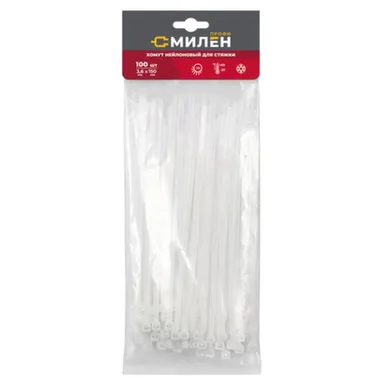 Купить Нейлоновые хомуты для стяжки Милен, белые, 3,6x150 мм, 100 шт/100 в интернет-магазине Akvilon.kz