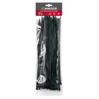 Купить Нейлоновые хомуты для стяжки Милен, чёрные, 3,6x200 мм, 100 шт/100 в интернет-магазине Akvilon.kz