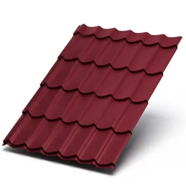 Купить Металлочерепица матовая 0,45мм (красное вино) 2,25x1,19 /2,678м2 МЕТАЛЛПРОФИЛЬ 1,19x2,25 в интернет-магазине Akvilon.kz