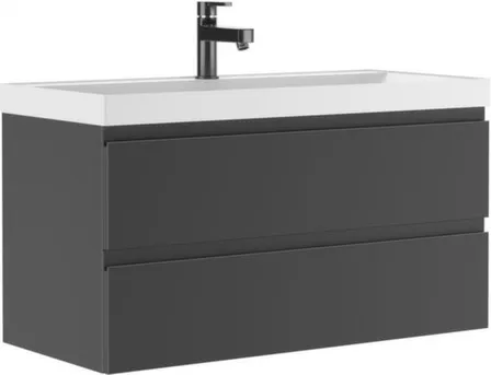 Купить Тумба подвесная Graffo В2 графит с умывальником Bazis 100 см, ДОМИНО в интернет-магазине Akvilon.kz