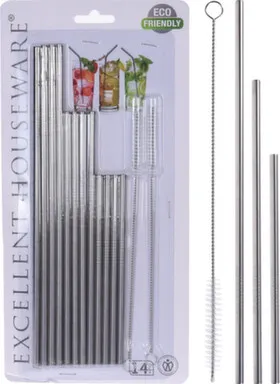 Купить Соломка для коктейля, 12 шт, с ёршиком, 2 шт, Koopman в интернет-магазине Akvilon.kz