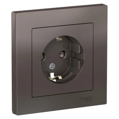 Купить Розетка 1-местная Мокко Schneider Electric Atlas с заземлением в интернет-магазине Akvilon.kz