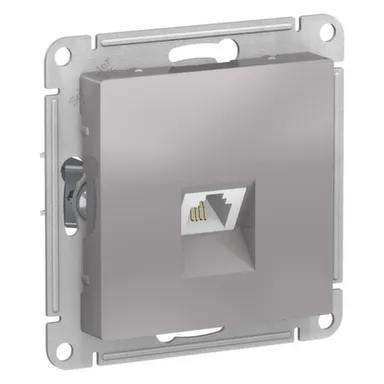 Купить Розетка одноместная телефонная,серия AtlasDesign алюминий в интернет-магазине Akvilon.kz