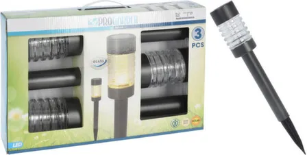 Купить Светильник садовый LED, черный, 7,5x57 см, аккумуляторная батарея с подзарядкой от солнечного света, Koopman в интернет-магазине Akvilon.kz