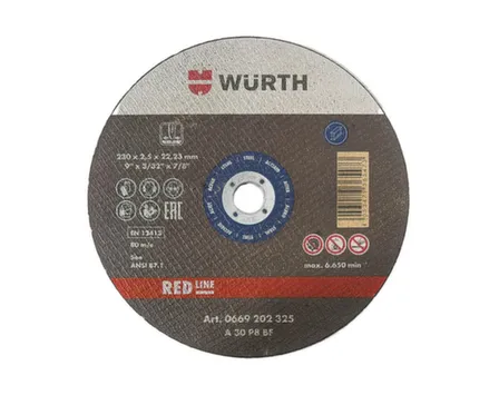 Купить Круг отрезной 230x2,5 мм по металлу, RED, Wurth в интернет-магазине Akvilon.kz