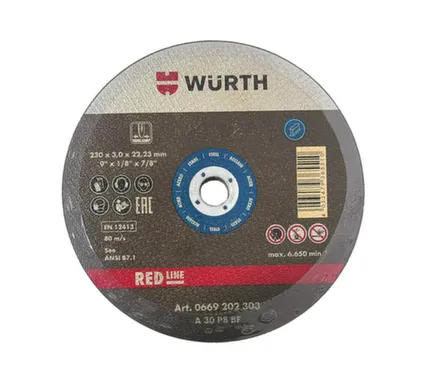 Купить Круг отрезной 230x3 мм по металлу, RED, Wurth в интернет-магазине Akvilon.kz