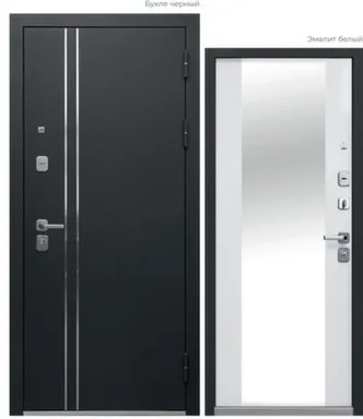 Купить Дверь металлическая Luxor 2мм Букле черный Зеркало, LUXOR 960 Правое в интернет-магазине Akvilon.kz