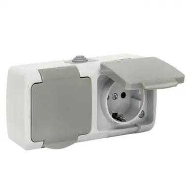 Купить Розетка 2- местная 16А з/к с крышкой IP54 Мурманск в интернет-магазине Akvilon.kz